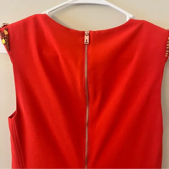 Ted Baker London Red Embellished Sleeveless Fitted Reevah Dress TB Size 1 (US 4) - Picture 8 of 14